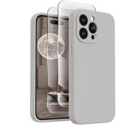 FireNova Designed for iPhone 15 Pro Case, Silicone Upgraded [Camera Protection] Phone Case with [2 Screen Protectors], Soft Anti-Scratch Microfiber Lining Inside, 6.1 inch, Natural Titanium