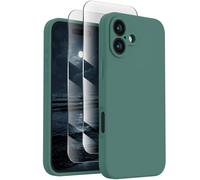 FireNova Designed for iPhone 16 Case, Silicone Upgraded [Camera Protection] Phone Case with [2 Screen Protectors], Soft Anti-Scratch Microfiber Lining Inside, 6.1 inch, Midnight Green