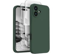 FireNova Designed for iPhone 16 Case, Silicone Upgraded [Camera Protection] Phone Case with [2 Screen Protectors], Soft Anti-Scratch Microfiber Lining Inside, 6.1 inch, Alpine Green