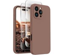 FireNova Designed for iPhone 16 Pro Case, Silicone Upgraded [Camera Protection] Phone Case with [2 Screen Protectors], Soft Anti-Scratch Microfiber Lining Inside, 2024, Light Brown
