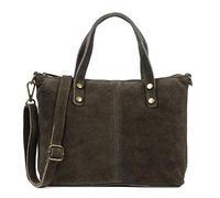 FIRENZE ARTEGIANI Accettura Sac à bandoulière pour Femme - Cuir véritable suède - Fabriqué en Italie - Vera Pelle Italienne - 23,5 x 8,5 x 18 cm, Vert Militaire, Utilité