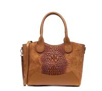 Firenze Artegiani. Adelfia Sac fourre-tout en cuir véritable daim gravé crocodile Ruga 36 x 17 x 27 cm Couleur : cuir, Cuir, Utilitaire