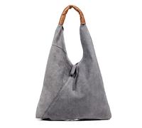 FIRENZE ARTEGIANI. Agnana Sac Shopper Femme Cuir Véritable Daim et Dollaro. 36 x 10 x 30 cm. Couleur : Gris Bleu, Gris bleuté, Utilitaire