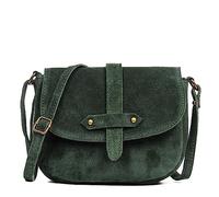 FIRENZE ARTEGIANI. Altamura Sac bandoulière femme Cuir véritable Daim 23 x 8 x 18 cm. Couleur : vert émeraude, vert émeraude, Utilitaire