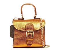 FIRENZE ARTEGIANI. Annicco Mini Sac à Main et Bandoulière Femme Cuir Véritable Finition Daim Laqué 12 x 8,5 x 10,5 cm Couleur : Orange, orange, Utilitaire