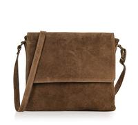 FIRENZE ARTEGIANI. Diamant Sac à bandoulière pour femme - Cuir véritable daim - Sac à bandoulière pour femme - Fabriqué en Italie - Vera Pelle Italiana - 30 x 5 x 25 cm, marron foncé, Utilitaire