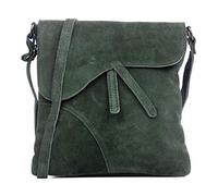 FIRENZE ARTEGIANI. Ulfa Sac à bandoulière pour Femme. Cuir véritable Daim 24 x 2 x 24 cm. Couleur : Vert émeraude, Vert émeraude, Utilitaire