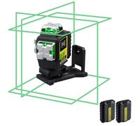 Fireocre F95T-4G Niveau laser auto-nivelant 4 x 360 degrés Vert Outil de niveau laser 3D Croix Ligne Laser de sol de haute précision avec 2 batteries Li-ion Télécommande