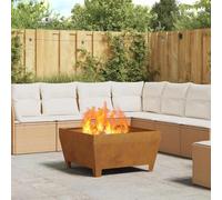 Firepit - Brasero en acier - Marron - 80 x 80 x 43 cm - Pour le jardin, la terrasse et le balcon - Facile à utiliser
