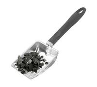 Fireplace Ash Shovel, Coal Scoop Hollow, 2.8x4.21 inches, Stainless Steel Heat Resistant, Long Handle Comfort Grip, Fire Pit Tools for Indoor, Outdoor Use, Black and Silver Gray