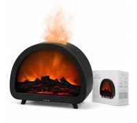Fireplace Mist Diffuser with Remote, Essential Oil Aroma Diffuser with Flame Effect, 7-Color Light, 1/3/5H Timer, Auto Shutoff, Tabletop Aromatherapy for Home Bedroom Office(Black)