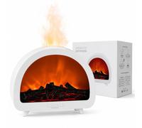 Fireplace Mist Diffuser with Remote, Essential Oil Aroma Diffuser with Flame Effect, 7-Color Light, 1/3/5H Timer, Auto Shutoff, Tabletop Aromatherapy for Home Bedroom Office(Blanc)