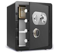 Fireproof Waterproof Deposit Box Small Safes Mechanical Lock All-Steel Anti-Theft Household Into The Wardrobe Key Safe Office Password Box,Black