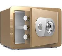 Fireproof Waterproof Safe Lock with Key Anti-Theft Household Small Wall-Mounted Steel Storage Box Cash Confidential Documents Jewelry Password for Home Office Ca,Golden