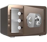 Fireproof Waterproof Safe Lock with Key Anti-Theft Household Small Wall-Mounted Steel Storage Box Cash Confidential Documents Jewelry Password for Home Office Ca,Brown