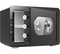 Fireproof Waterproof Safe Lock with Key Anti-Theft Household Small Wall-Mounted Steel Storage Box Cash Confidential Documents Jewelry Password for Home Office Ca,Black