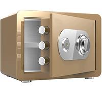 Fireproof Waterproof Safe Money with Lock Steel Thickened Door Panel Hotel Small Storage Cabinets Key Password Wall-Mounted for Home Office Cash Use,Golden