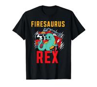 Firesaurus Rex Pompier Dinosaure Pompier T-Shirt Graphique avec Valeur, Homme, Noir, S