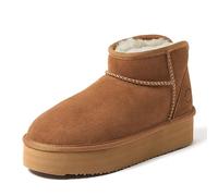 Fireside by Dearfoams Mini bottes à plateforme Kingston en peau de mouton véritable pour femme, Plateforme en chât, 36 EU