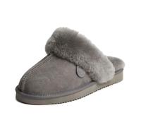 Fireside by Dearfoams Sydney Mocassins en peau de mouton véritable pour femme, gris, 41 EU
