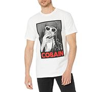 Fireti Men's Kurt Cobain Smoking Black and White Photo T-Shirt, aWhite, Medium