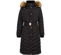 Firetrap Longline Belted Coat Womens Noir 10 (38) Female