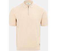 Firetrap Quarter Zip Short Sleeve Ribbed Knit Polo Beige L Male