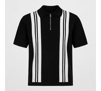 Firetrap Quarter Zip Sweater Polo Shirt Noir/Combo L Male