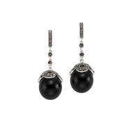 FIRETTI Boucles d'oreilles noir / argent, Taille One Size