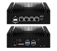 Firewall Mini PC U300E, 4x 2.5GbE i226V LAN, Fanless, DDR5 16G RAM 256G SSD | U300E 5C/6T, 4x i226V 2.5GbE LAN, Lüfterlos, DDR5 NVMe/NGFF, Triple 4K Display, Fanless, 4USB,Type C, TF, Support Pfsense