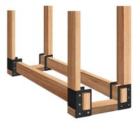Firewood Log Storage Rack Bracket 4 Pack,Fireplace Wood Storage Holder,Indoor Outdoor Adjustable Heavy Duty Powder Coated Steel Ho