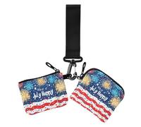 Firework 4th of July Independence Day Colorful Women Dual Wallets Business Card Cases Slim Portable Women Credit Card Case Coin Purse with Zipper Pocket for Lady 2 Packs, feu d'artifice 4 juillet Jour