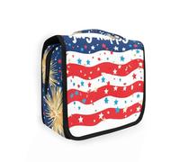 Firework 4th of July Trousse de maquillage colorée avec crochet de suspension Essentials Grande trousse de maquillage verticale autoportante