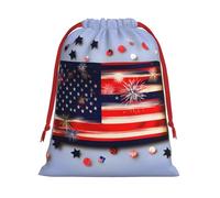 Firework Drapeau américain 4 juillet Sac décoratif avec cordon de serrage pour fêtes de fin d'année, anniversaire de mariage