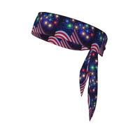 Firework Drapeau Américain Impression 4 Juillet 1 Pièce Bandeau Cheveux Bandeau Unisexe Dry Head Tie Sport Band Pour Basketball, Course à Pied Tennis