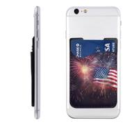 Firework - Portefeuille pour téléphone portable à coller, motif drapeau américain du 4 juillet, porte-cartes de téléphone pour homme et femme, porte-cartes de crédit fin adhésif pour l'arrière de