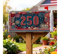 Fireworks Couverture magnétique pour boîte aux lettres décorative festive Motif fleurs étoilées Jour de l'indépendance Bleu 53,3 x 64,9 cm