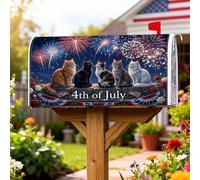 Fireworks Couverture magnétique pour boîte aux lettres Motif chats patriotiques et roses 45,7 x 53,3 cm Bleu