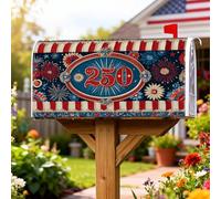 Fireworks Housses magnétiques de boîte aux lettres décoratives vintage festives pour extérieur, jardin, cour, 53,3 x 64,9 cm, rouge