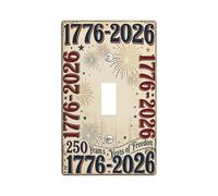 Fireworks Plaque murale décorative en plastique rouge pour interrupteur, motif étoiles vintage patriotiques, jour de l'indépendance, taille standard pour maison, salon, chambre à coucher, salle de