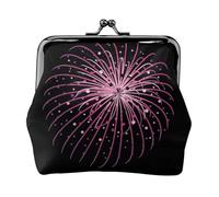 Fireworks Print Double Fermoir Cadre en Métal Cuir Pochette à Change Portefeuille pour Femme avec Clés Petit Sac à Main, Noir , Taille unique