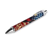 Fireworks Stylo à bille rétractable 4 juillet avec drapeau américain Pointe fine 0,5 mm Stylo d'écriture lisse pour journal à domicile ou bureau 1 pièce AS PIC 2