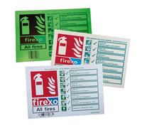 Firexo Panneau d'extincteur - Panneaux en acier brossé pour bureaux, entreprises et bâtiments - Panneau de sécurité pour les incendies de classe A, B, C, D, électriques, F et lithium-ion