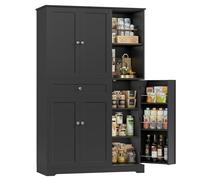 FirFurd Armoire de Cuisine Meuble Cuisine Rangement avec 5 Portes 13 Étagères 1 Tiroir Vaisselier Meuble de Rangement pour Salon Entrée 104x40x173cm Noir