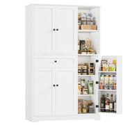 FirFurd Armoire de Cuisine Meuble Cuisine Rangement avec 5 Portes 13 Étagères 1 Tiroir Vaisselier Meuble de Rangement pour Salon, Salle à Manger 104x40x173cm Blanc