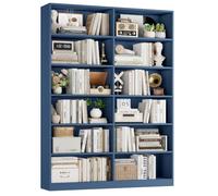 FirFurd Bibliothèque 188cm Meuble de Rangement avec 14 Etagères Bleue