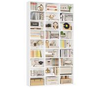 FirFurd Bibliothèque 190 cm Étagère de Rangement CD/DVD Bibliotheque Blanche avec 27 Compartiments Réglables Meuble de Rangement pour Salon Bureau 102.5x23.5x190cm