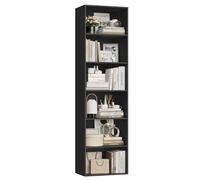 FirFurd Bibliothèque 191 cm Étagère de Rangement 6 Niveaux Bibliotheque Meuble de Rangement à 6 Cases Étagères Réglables pour Salon Bureau Chambre 48x30x191cm Noir