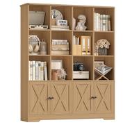 FirFurd Bibliotheque avec 4 Portes 15 Étagères Meuble de Rangement Chêne