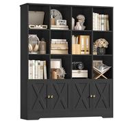 FirFurd Bibliotheque avec 4 Portes 15 Étagères Meuble de Rangement Noire